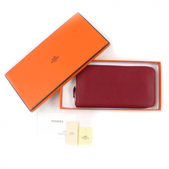 美品★HERMES エルメス アザップロングクラシック ルビー ヴォーエプソン ラウンドジップウォレット 長財布 □R刻印 箱付　フランス製