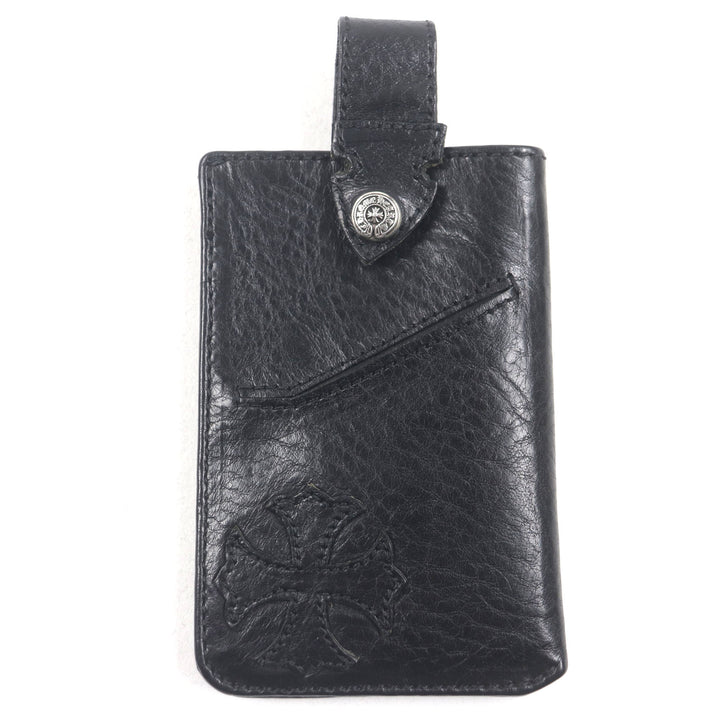 美品▼CHROME HEARTS クロムハーツ The Way I Walk ザウェイアイウォーク レザー 925 CHプラスパッチ スクロールラベル パスケース 黒
