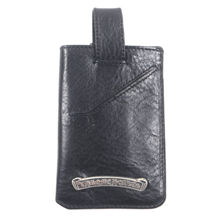 美品▼CHROME HEARTS クロムハーツ The Way I Walk ザウェイアイウォーク レザー 925 CHプラスパッチ スクロールラベル パスケース 黒