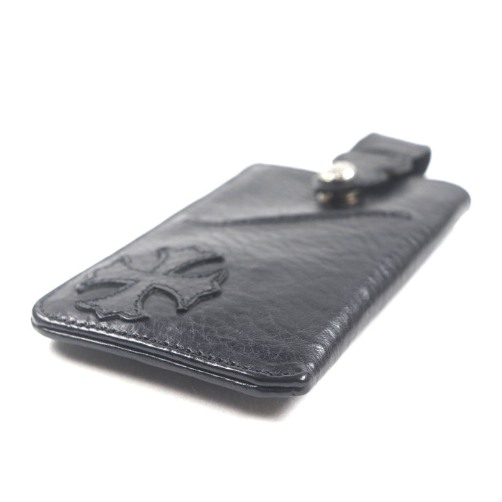 美品▼CHROME HEARTS クロムハーツ The Way I Walk ザウェイアイウォーク レザー 925 CHプラスパッチ スクロールラベル パスケース 黒