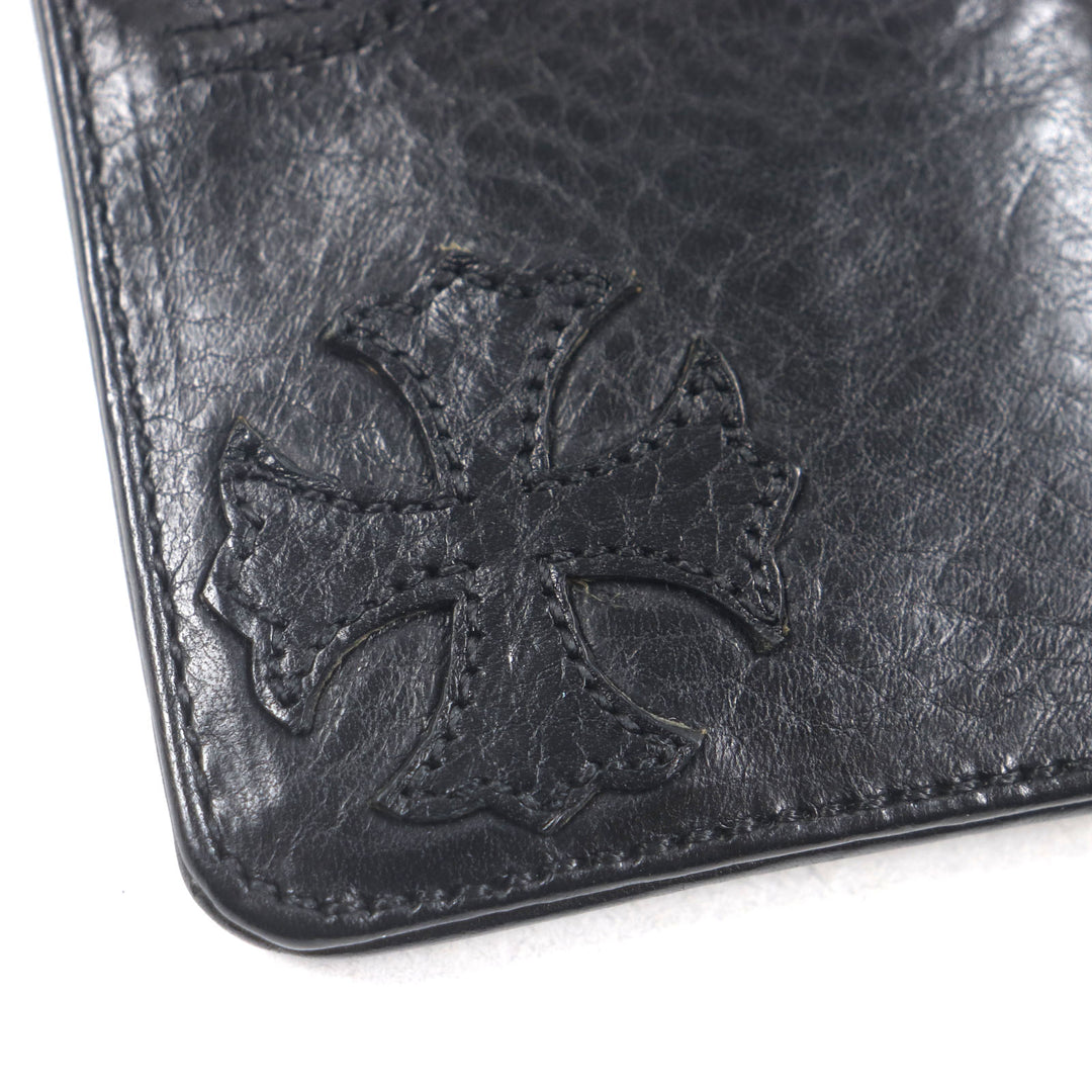 美品▼CHROME HEARTS クロムハーツ The Way I Walk ザウェイアイウォーク レザー 925 CHプラスパッチ スクロールラベル パスケース 黒