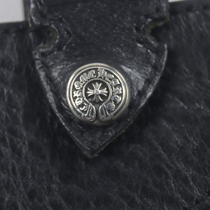 美品▼CHROME HEARTS クロムハーツ The Way I Walk ザウェイアイウォーク レザー 925 CHプラスパッチ スクロールラベル パスケース 黒