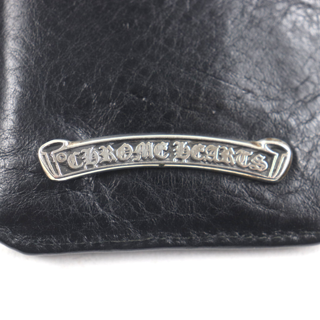 美品▼CHROME HEARTS クロムハーツ The Way I Walk ザウェイアイウォーク レザー 925 CHプラスパッチ スクロールラベル パスケース 黒