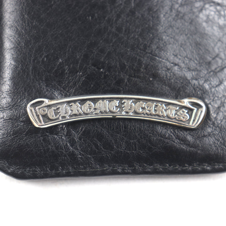 美品▼CHROME HEARTS クロムハーツ The Way I Walk ザウェイアイウォーク レザー 925 CHプラスパッチ スクロールラベル パスケース 黒