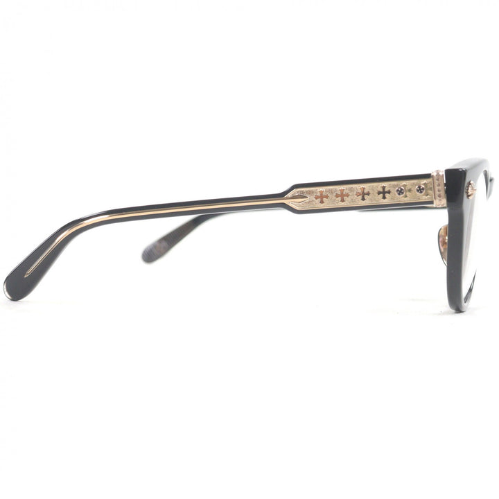極美品□CHROME HEARTS クロムハーツ DINGALONGLINGLONG 18KGP ボストンメガネ 眼鏡 アイウェア ブラック ゴールド 49□24-147 日本製
