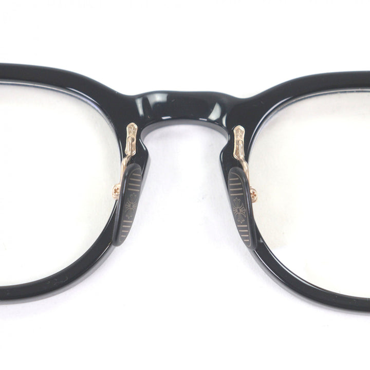 極美品□CHROME HEARTS クロムハーツ DINGALONGLINGLONG 18KGP ボストンメガネ 眼鏡 アイウェア ブラック ゴールド 49□24-147 日本製
