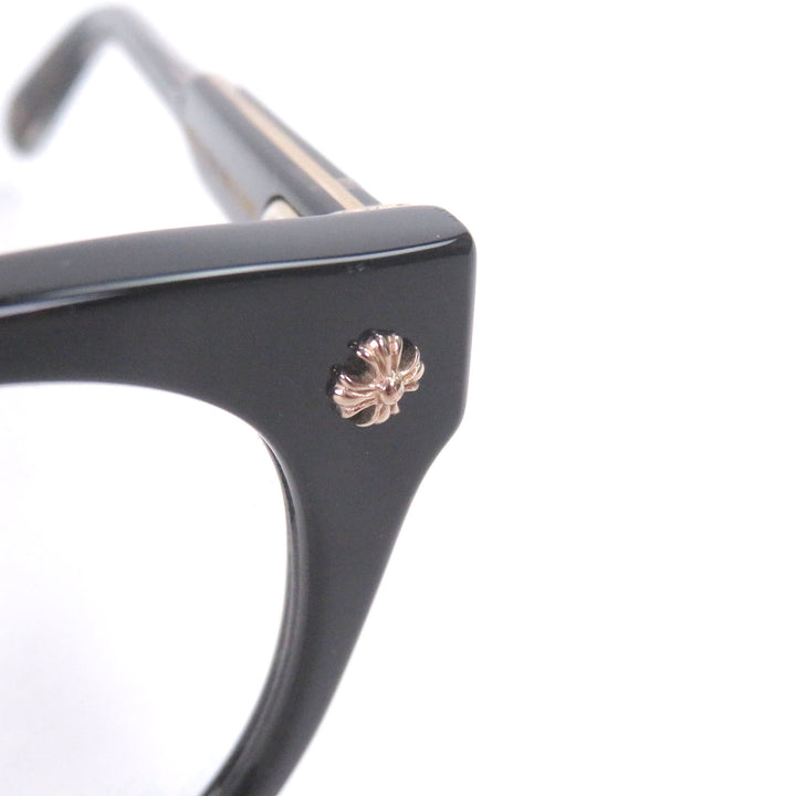 極美品□CHROME HEARTS クロムハーツ DINGALONGLINGLONG 18KGP ボストンメガネ 眼鏡 アイウェア ブラック ゴールド 49□24-147 日本製