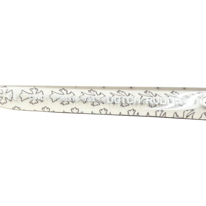 美品□CHROME HEARTS クロムハーツ DUTCH RUDDER 一部SV925 裏側クロス柄 メガネ 眼鏡 アイウェア 56□16-133 デモレンズ 日本製 重量30g