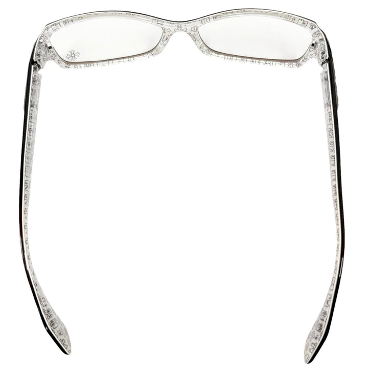 美品□CHROME HEARTS クロムハーツ DUTCH RUDDER 一部SV925 裏側クロス柄 メガネ 眼鏡 アイウェア 56□16-133 デモレンズ 日本製 重量30g