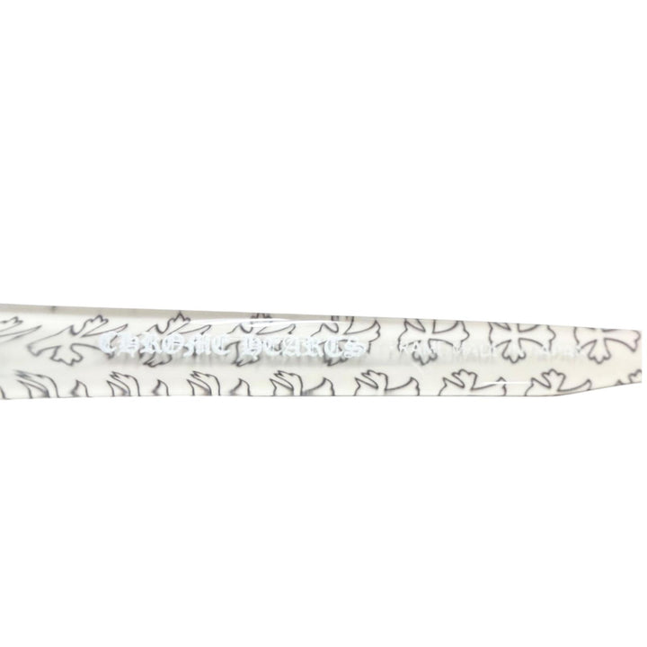 美品□CHROME HEARTS クロムハーツ DUTCH RUDDER 一部SV925 裏側クロス柄 メガネ 眼鏡 アイウェア 56□16-133 デモレンズ 日本製 重量30g