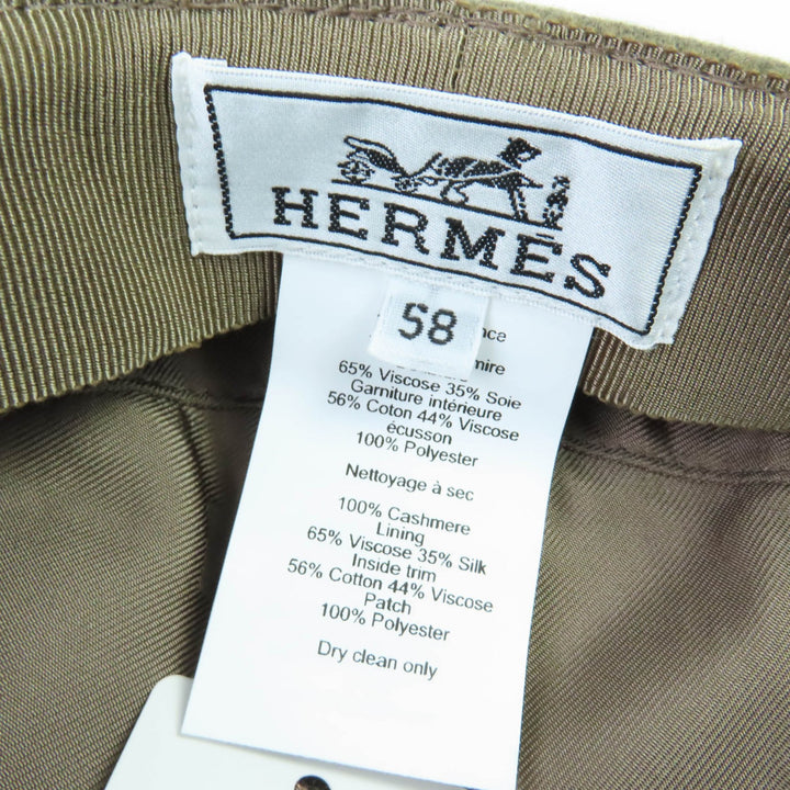 未使用品☆HERMES エルメス ドーヴィル カシミヤ100％ シルバー金具 セリエ金具 キャスケット ブラウン系 58 保存袋付き 仏製 レディース