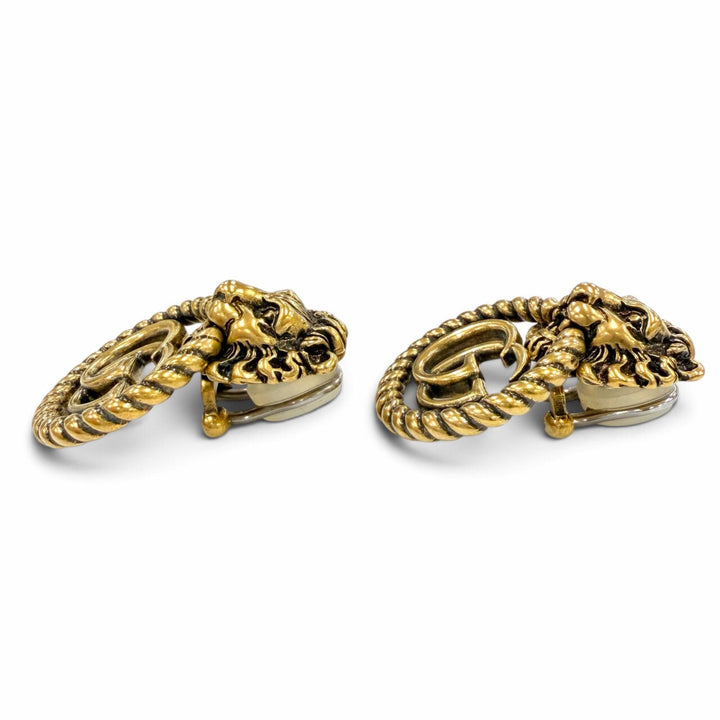 美品☆GUCCI グッチ GGマーモント ライオンヘッド アクセサリー イヤリング ゴールド イタリア製 レディース 保存袋付き