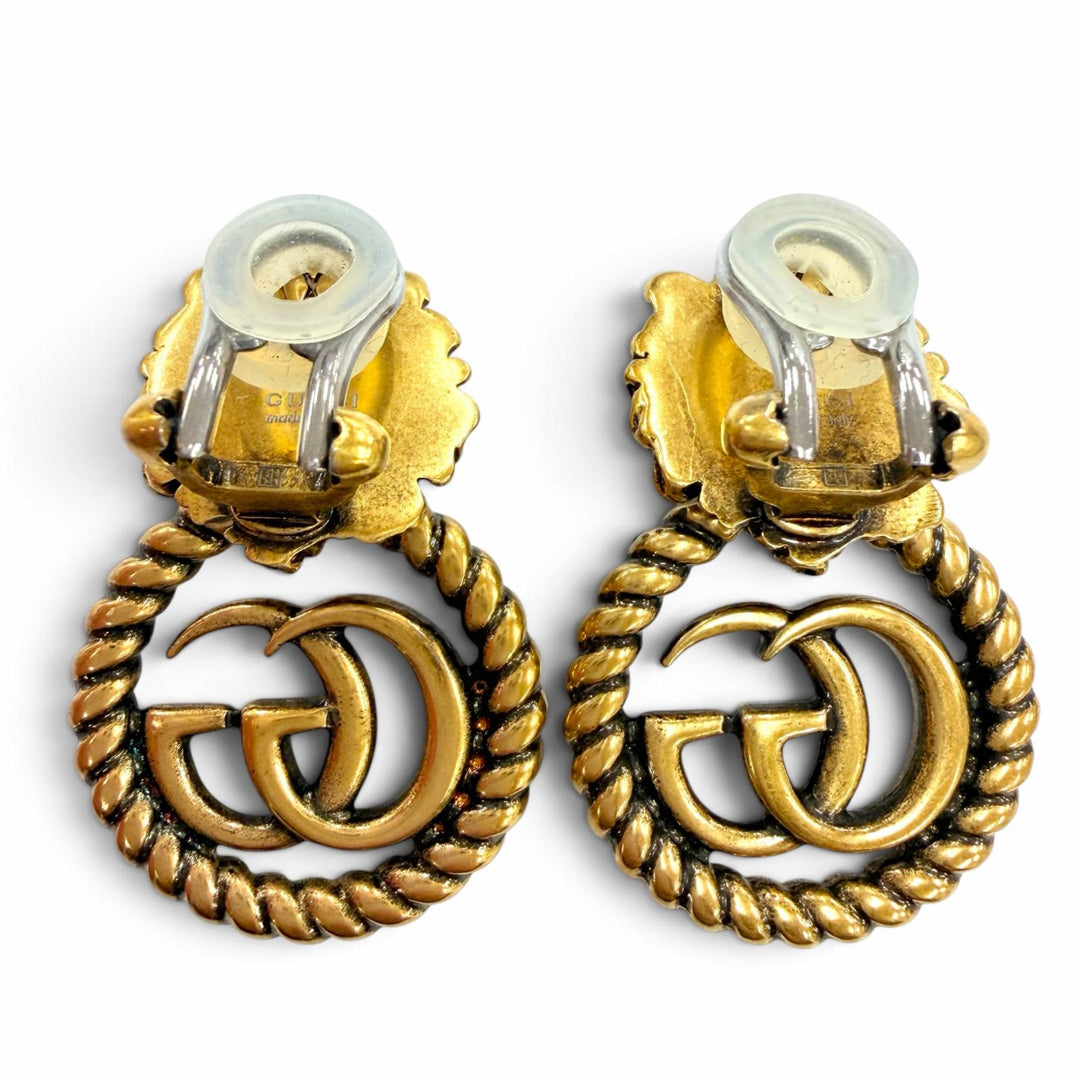 美品☆GUCCI グッチ GGマーモント ライオンヘッド アクセサリー イヤリング ゴールド イタリア製 レディース 保存袋付き