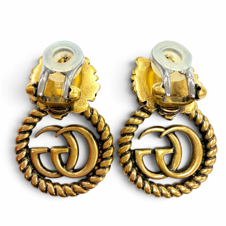 美品☆GUCCI グッチ GGマーモント ライオンヘッド アクセサリー イヤリング ゴールド イタリア製 レディース 保存袋付き