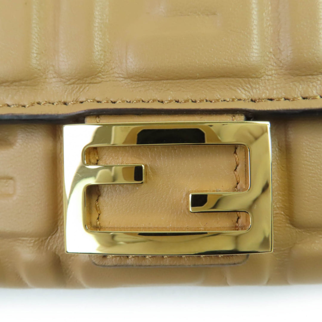 極美品☆FENDI フェンディ 8M0251 立体FFロゴ FF金具 バゲット コンチネンタル ナッパレザー ロングウォレット 長財布 ブラウン系