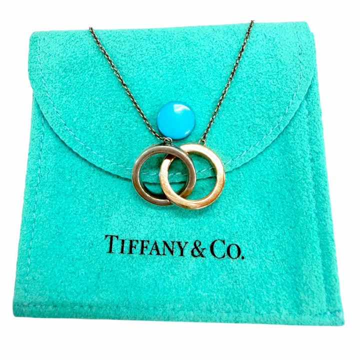 美品☆TIFFANY&amp;Co. ティファニー 1837インターロッキングサークル ネックレス 925 750 コンビ シルバー イエローゴールド 重量5.9g 袋付