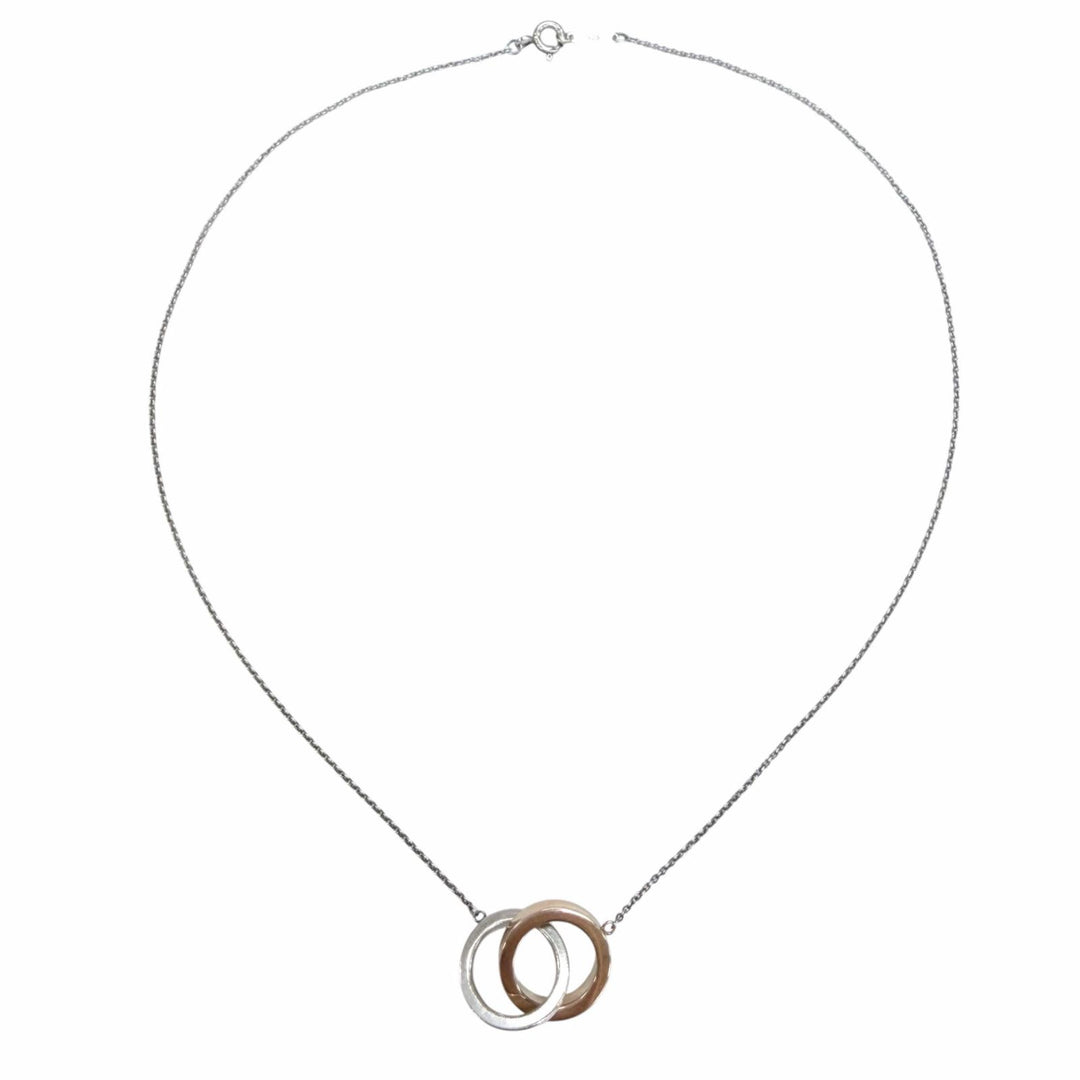 美品☆TIFFANY&amp;Co. ティファニー 1837インターロッキングサークル ネックレス 925 750 コンビ シルバー イエローゴールド 重量5.9g 袋付
