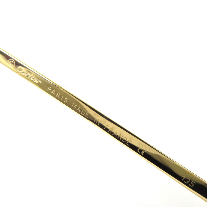 美品△Cartier カルティエ 2Cデコール ツーポイント リムレス サングラス ゴールド ボルドー □22 135 デモレンズ ケース付 仏製 メンズ