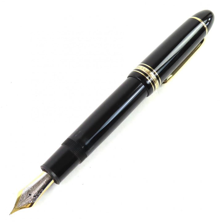 良品△MONTBLANC モンブラン マイスターシュテュック 149 Fニブ ペン先18K ホワイトスター 万年筆 ブラック ゴールド 西ドイツ メンズ