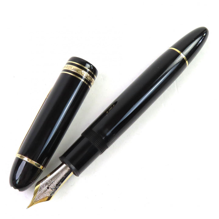 良品△MONTBLANC モンブラン マイスターシュテュック 149 Fニブ ペン先18K ホワイトスター 万年筆 ブラック ゴールド 西ドイツ メンズ
