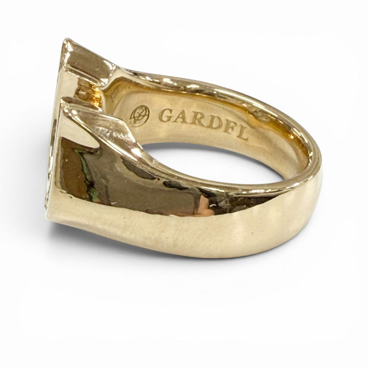 美品▼GARDEL ガーデル ホースシューリング K18 ダイヤモンド D0.11 指輪 ゴールド JP14号 重量17.51g メンズ レディース アクセサリー