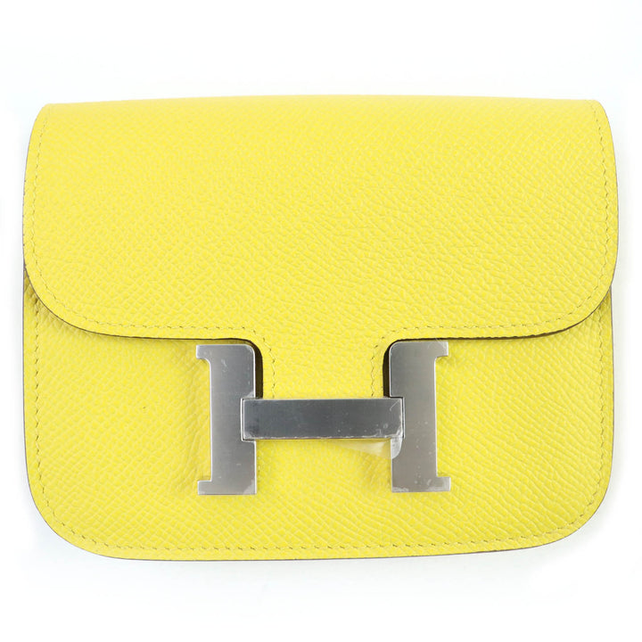 未使用品☆HERMES エルメス コンスタンススリム ヴォーエプソン ジョーヌナプル シルバー金具 コンパクトウォレット 財布 W刻印 箱・袋付