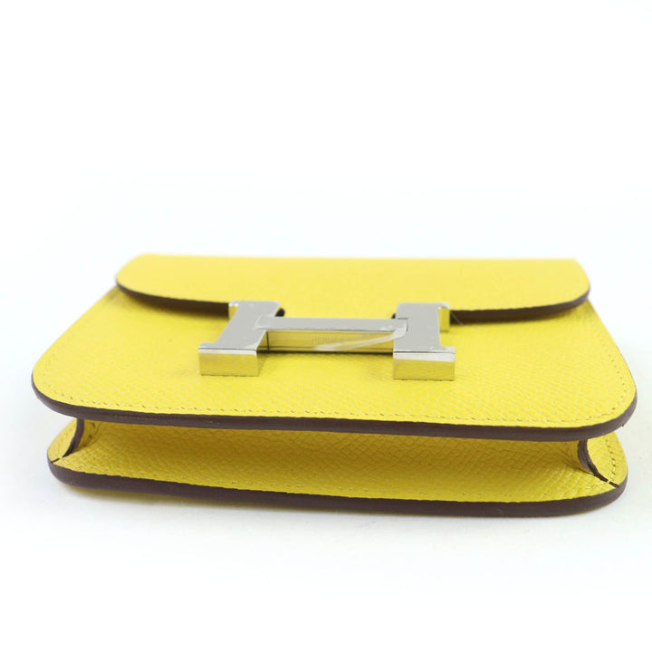 未使用品☆HERMES エルメス コンスタンススリム ヴォーエプソン ジョーヌナプル シルバー金具 コンパクトウォレット 財布 W刻印 箱・袋付
