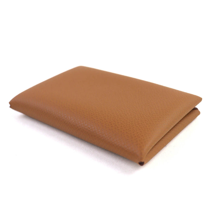 未使用品△HERMES エルメス カルヴィ ヴォーエプソン ゴールド シルバー金具 カードケース 名刺入れ B刻印 箱付き フランス製 レディース