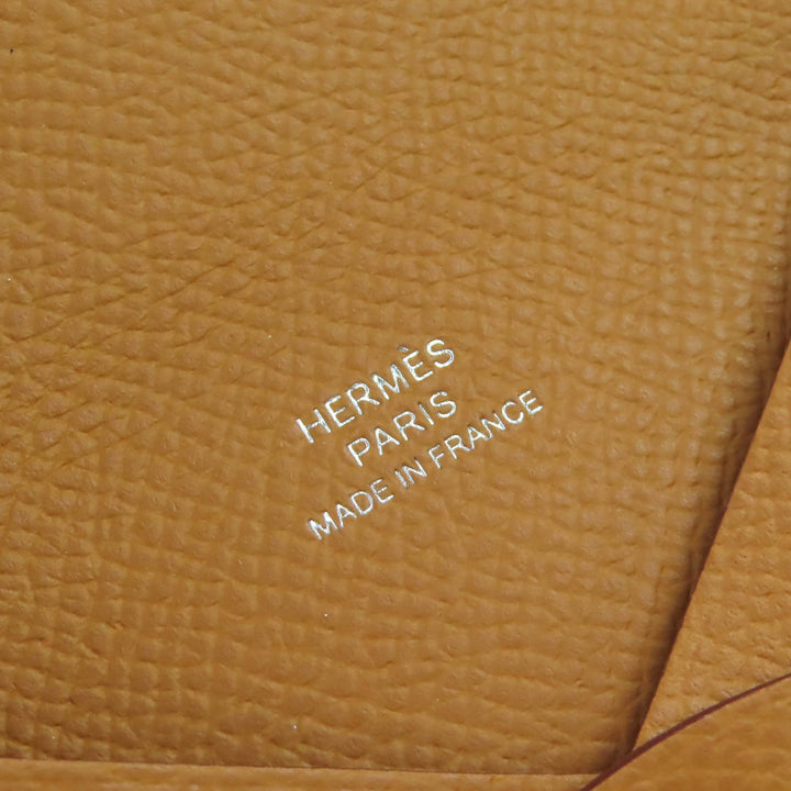 未使用品△HERMES エルメス カルヴィ ヴォーエプソン ゴールド シルバー金具 カードケース 名刺入れ B刻印 箱付き フランス製 レディース