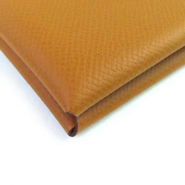 未使用品△HERMES エルメス カルヴィ ヴォーエプソン ゴールド シルバー金具 カードケース 名刺入れ B刻印 箱付き フランス製 レディース