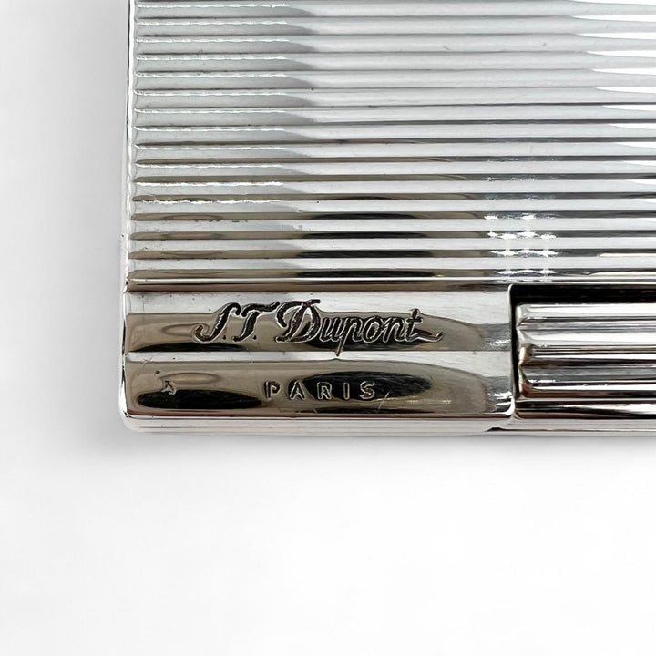 美品▲Dupont デュポン ギャッツビー ストライプ柄 ローラー式 ガス ライター シルバー 箱・ケース付き フランス製 メンズ 着火確認済み