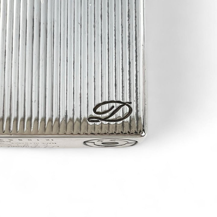 美品▲Dupont デュポン ギャッツビー ストライプ柄 ローラー式 ガス ライター シルバー 箱・ケース付き フランス製 メンズ 着火確認済み