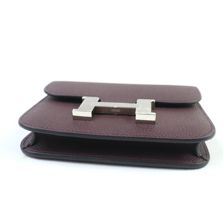 未使用品☆HERMES エルメス コンスタンススリム ヴォーエプソン ハバナ シルバー金具 コンパクトウォレット 財布 W刻印 フランス製