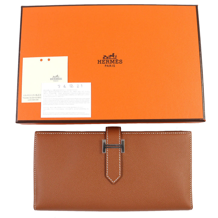 未使用品△HERMES エルメス ベアンスフレ ヴォーマダム ゴールド シルバー金具 Hロゴ ロングウォレット 長財布 W刻印 箱付き フランス製