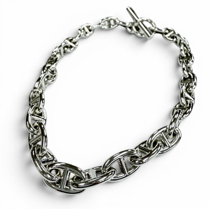 美品▼HERMES エルメス 24D118179 シェーヌダンクルGM AG925 29コマ ネックレス シルバー フランス製 重量133g メンズ レディース