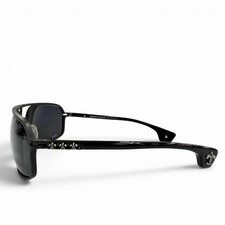 良品▼CHROME HEARTS クロムハーツ MORNING WOOD II 925 BSフレア ツーブリッジ サングラス ブラック シルバー 66□16-134 総重量43.51g