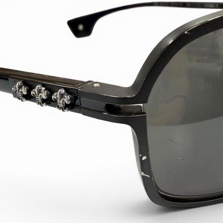 良品▼CHROME HEARTS クロムハーツ MORNING WOOD II 925 BSフレア ツーブリッジ サングラス ブラック シルバー 66□16-134 総重量43.51g