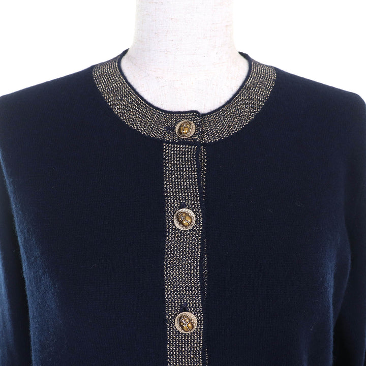 極美品△CHANEL シャネル P61656K47200 ココマーク スカラベボタン バック刺繍 カーディガン メティエダールコレクション 38 正規品