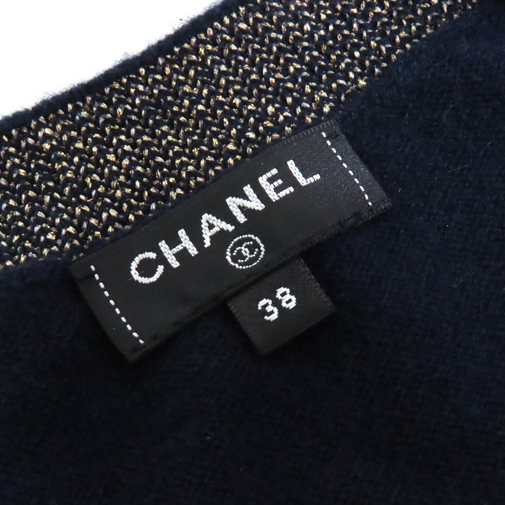 極美品△CHANEL シャネル P61656K47200 ココマーク スカラベボタン バック刺繍 カーディガン メティエダールコレクション 38 正規品