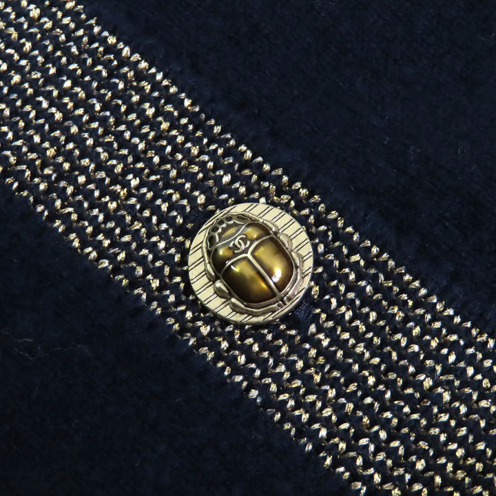 極美品△CHANEL シャネル P61656K47200 ココマーク スカラベボタン バック刺繍 カーディガン メティエダールコレクション 38 正規品
