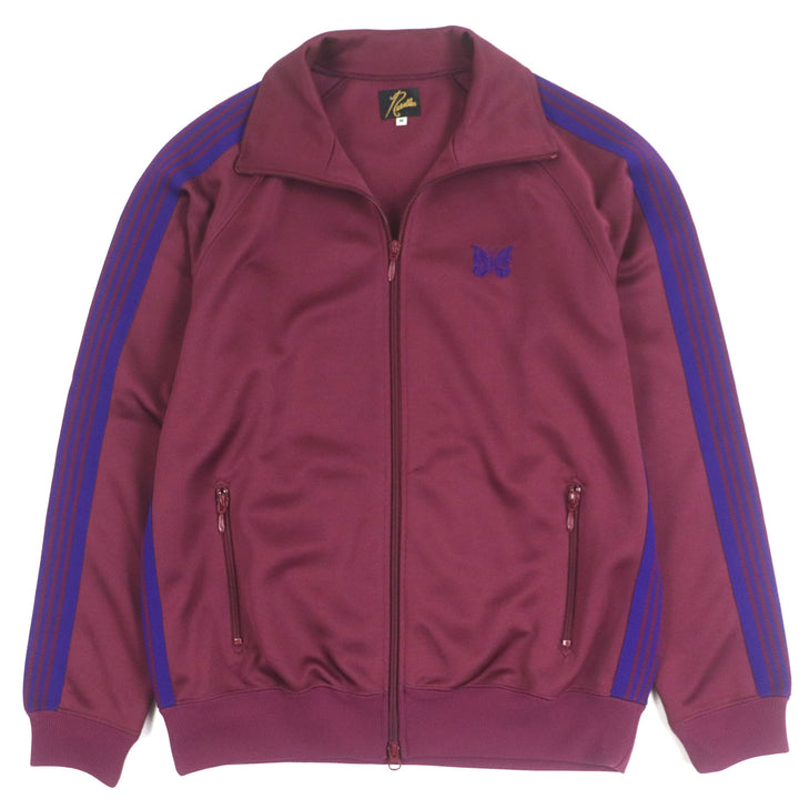 極美品▼Needles ニードルス NS244 Track Jacket-Poly Smooth ロゴ刺繍 WZIP ジャージ トラックジャケット ワインレッド M 正規品 メンズ