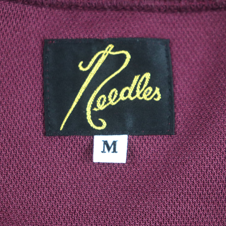 極美品▼Needles ニードルス NS244 Track Jacket-Poly Smooth ロゴ刺繍 WZIP ジャージ トラックジャケット ワインレッド M 正規品 メンズ