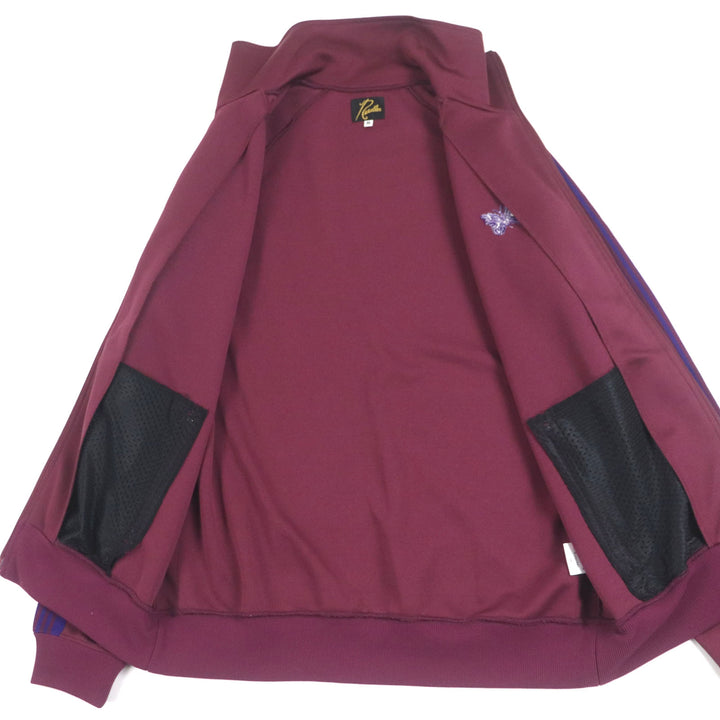 極美品▼Needles ニードルス NS244 Track Jacket-Poly Smooth ロゴ刺繍 WZIP ジャージ トラックジャケット ワインレッド M 正規品 メンズ