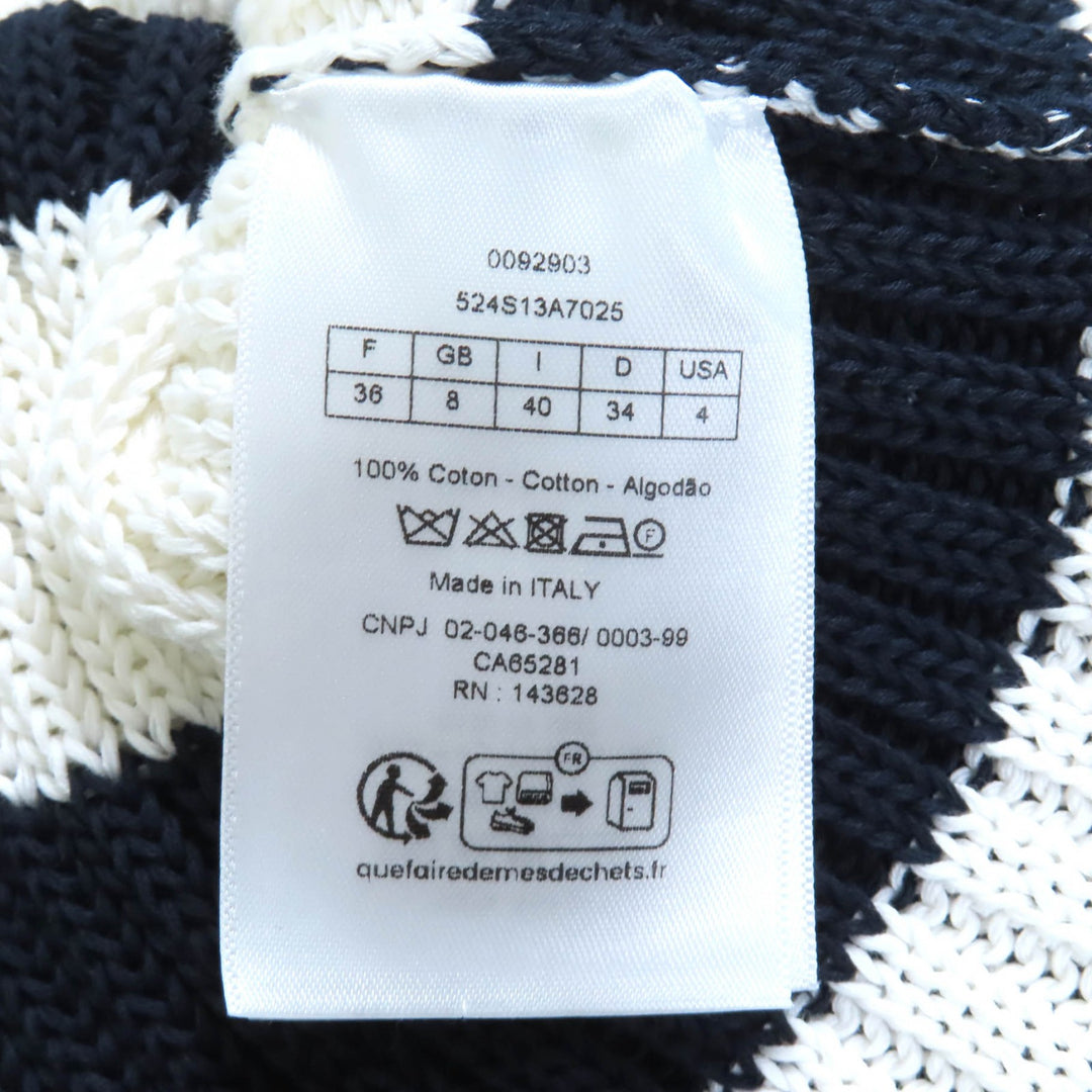 極美品★Christian Dior クリスチャンディオール 25SS 524S13A7025 コットン100％ ボーダー セーラーカラー 長袖 ニット 白 ネイビー 40