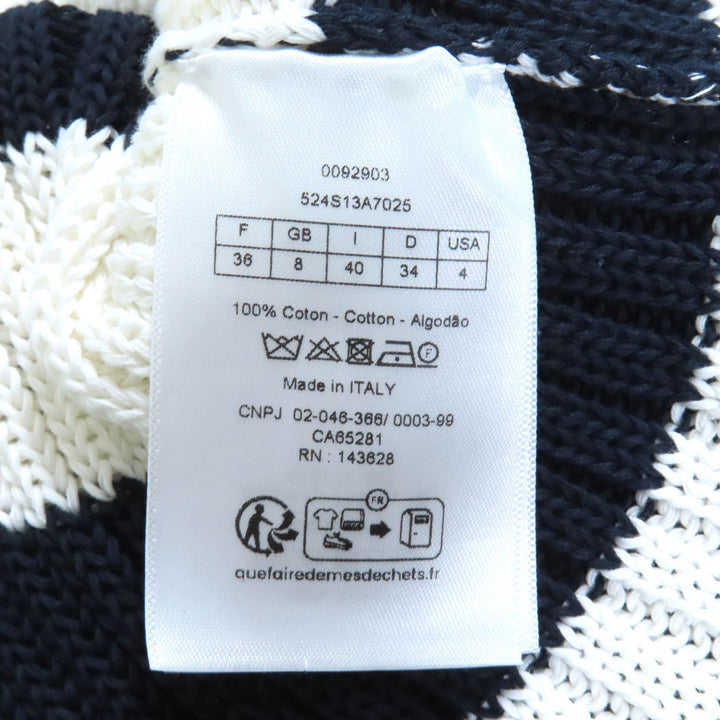 極美品★Christian Dior クリスチャンディオール 25SS 524S13A7025 コットン100％ ボーダー セーラーカラー 長袖 ニット 白 ネイビー 40