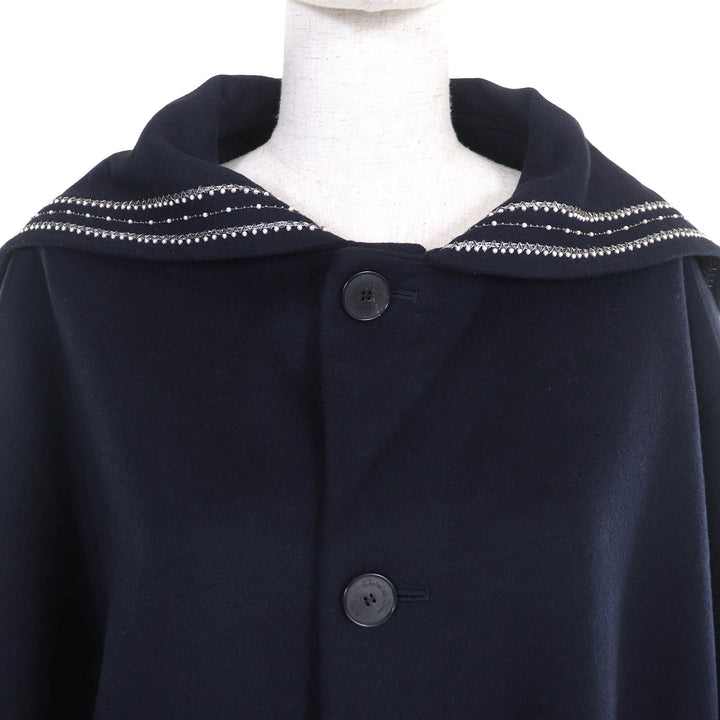 極美品△Christian Dior クリスチャンディオール 25SS 510C80Y1116 ウール ラビット ロゴスタッズ セーラーカラー ジャケット 40 正規品