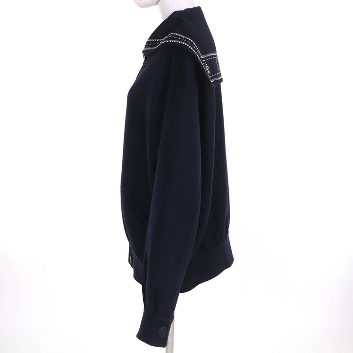 極美品△Christian Dior クリスチャンディオール 25SS 510C80Y1116 ウール ラビット ロゴスタッズ セーラーカラー ジャケット 40 正規品