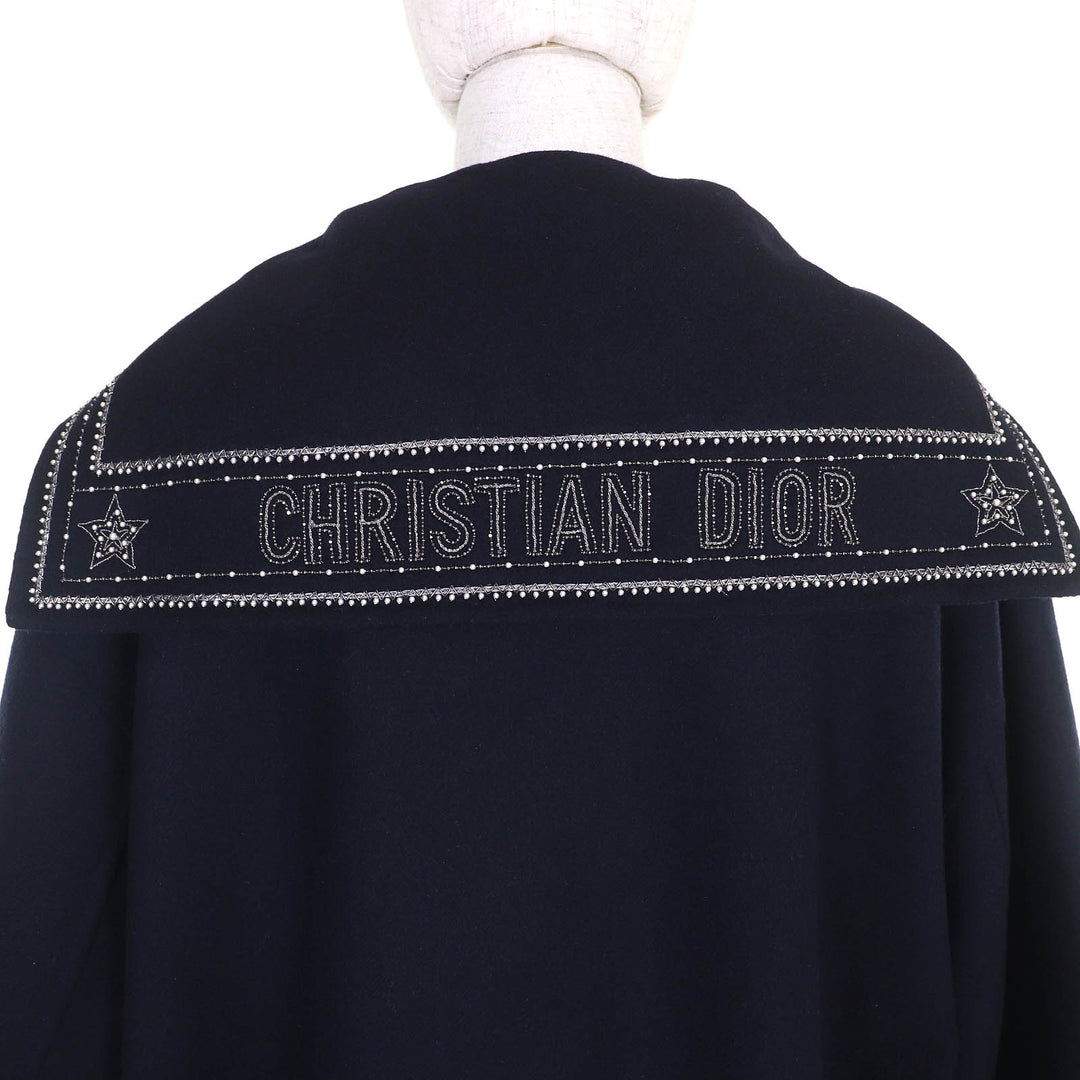 極美品△Christian Dior クリスチャンディオール 25SS 510C80Y1116 ウール ラビット ロゴスタッズ セーラーカラー ジャケット 40 正規品