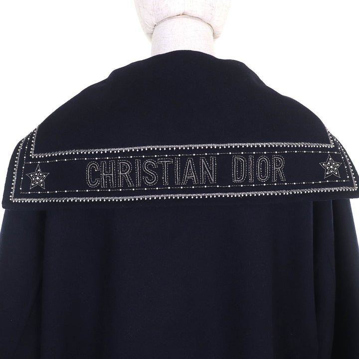 極美品△Christian Dior クリスチャンディオール 25SS 510C80Y1116 ウール ラビット ロゴスタッズ セーラーカラー ジャケット 40 正規品