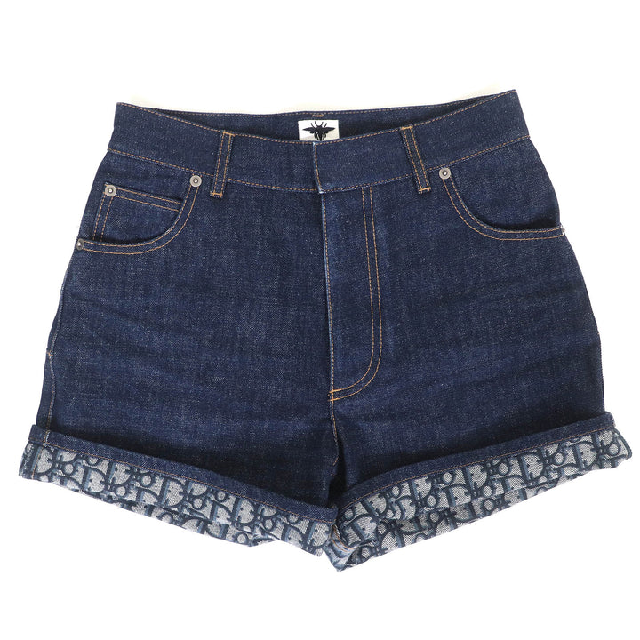 極美品△Christian Dior クリスチャンディオール 25SS 512P44A3426 裏地オブリーク ロゴワッペン デニム ショートパンツ 36 正規品 伊製